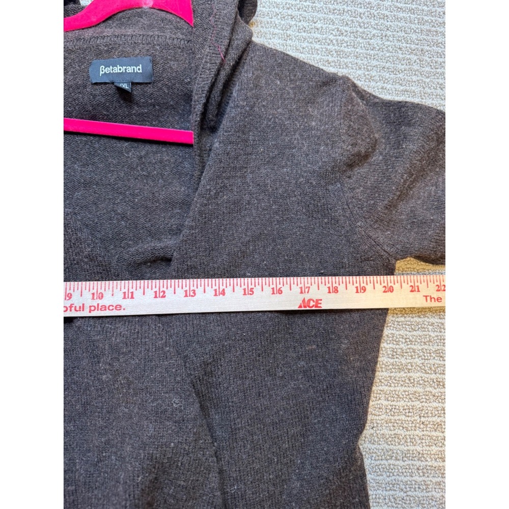 Betabrand XL Brown Hooded Cardigan Open Front Knit Cozy Lightweight Sweater - Picture 8 of 9